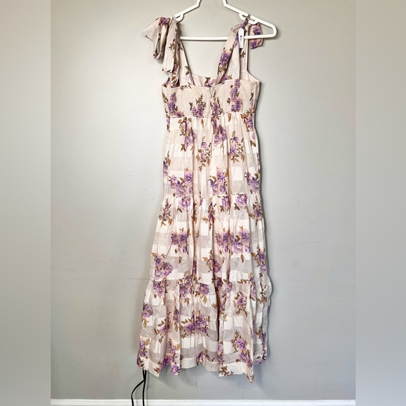 NWOT Zimmermann Rosa Stripped Picnic Dress Maxi Floral Ruffles Size 2 - Picture 6 of 10